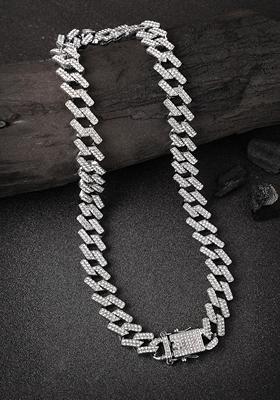 Silver Plated Stainlessteel American Diamond Chain For Men
