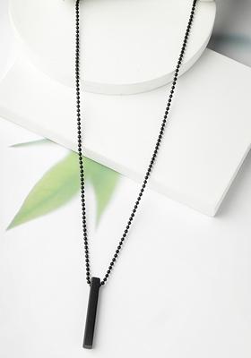 Black Rhodium Plated Bar Pendant & Chain For Men