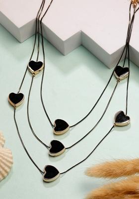 Black Heart Shape Layered Fashion Necklace