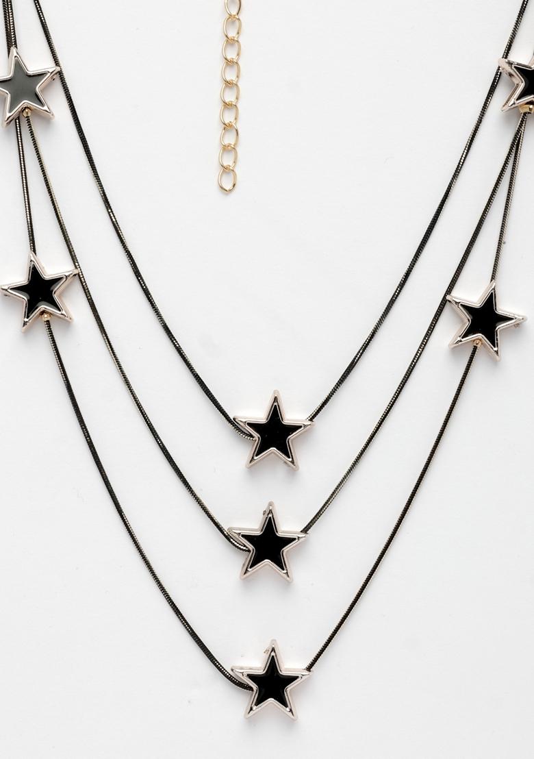 Black Star Shaped Layered Fashion Necklace