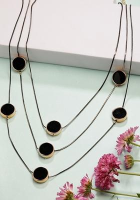 Black Circular Shaped Layered Fashion Necklace