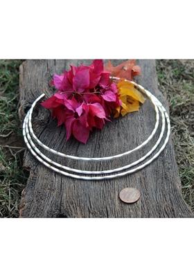 Silver 3 Layers Oxidized Plated Statement Choker Necklace