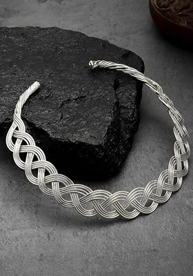Silver Oxidized Plated Statement Choker Necklace