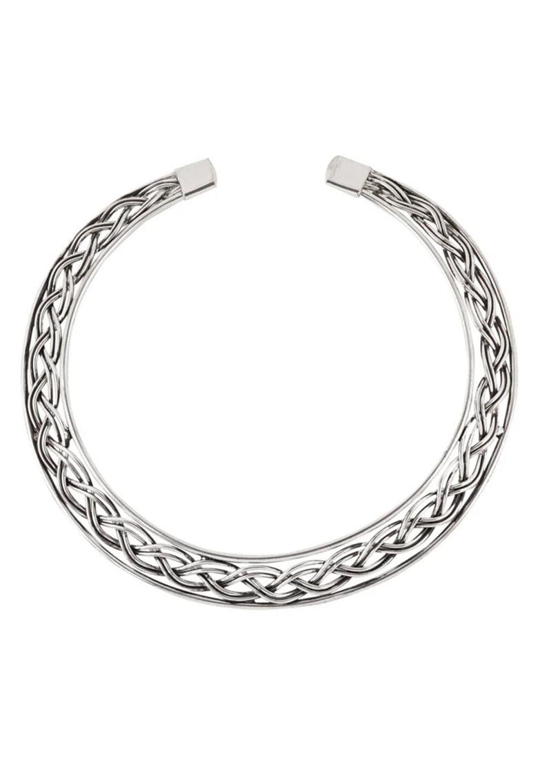 Silver Plated Oxidized Statement Choker Necklace
