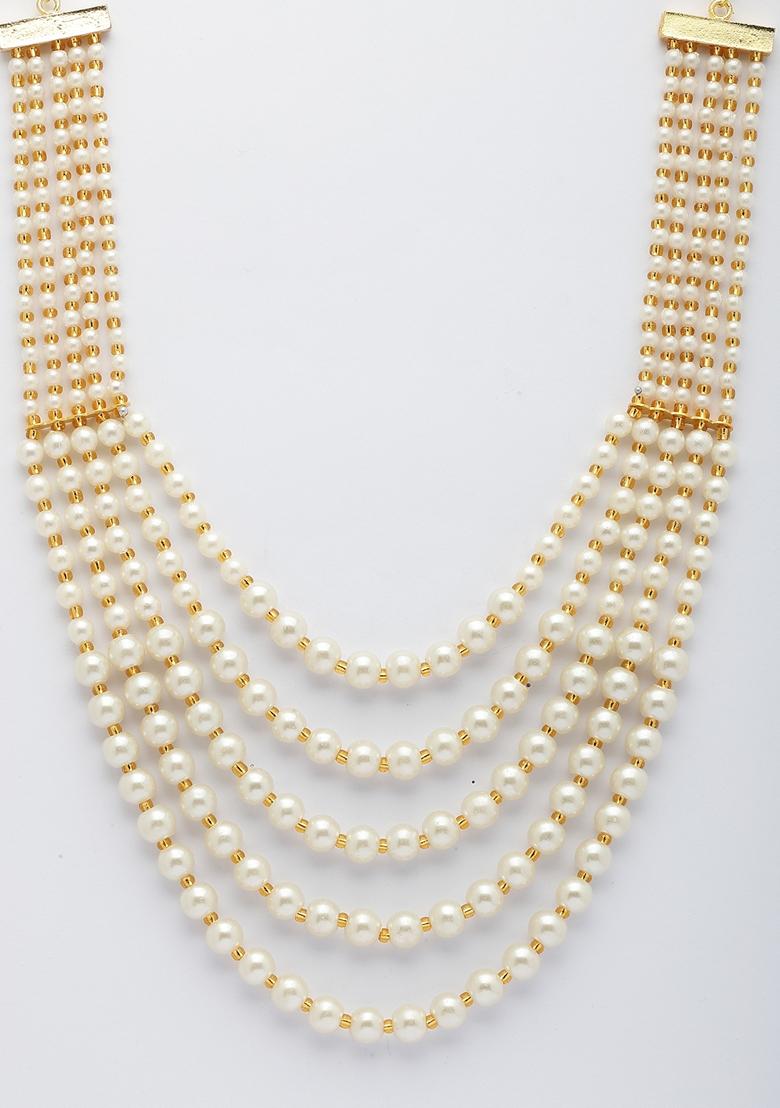 White Handcrafted Beaded Layered Necklace