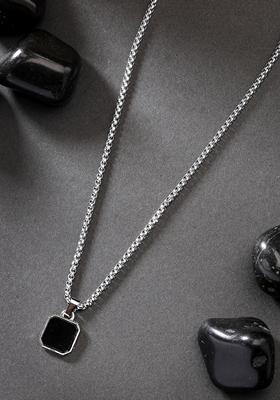 Silver Men Plated Stainless Steel Geometric Charm Pendant With Chain