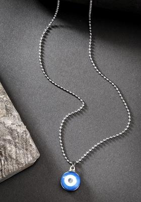 Silver Unisex Evil Eye Plated Stainless Steel Pendant With Chain