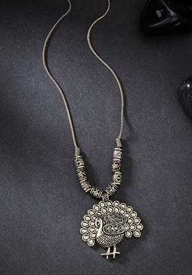 Gold Gold Plated Peacock Design Pendant With Chain