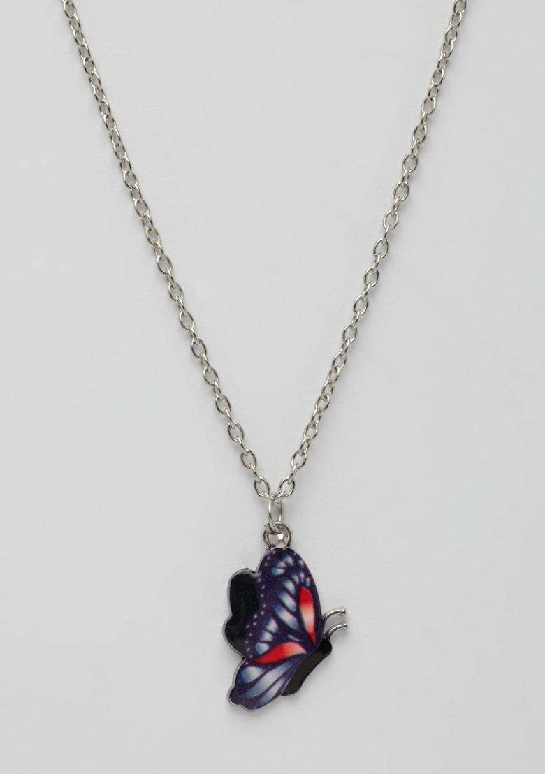 Silver Plated Chain With Butterfly Pendant
