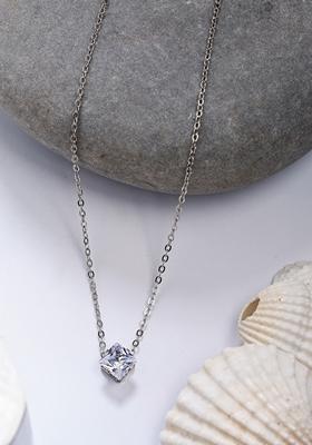 Silver Plated Artificial Stones Pendant With Chain