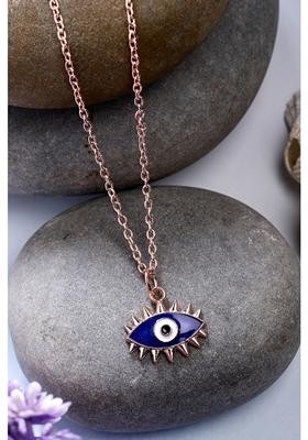 Gold Rose Gold Plated Chain With Evil Eye Pendant