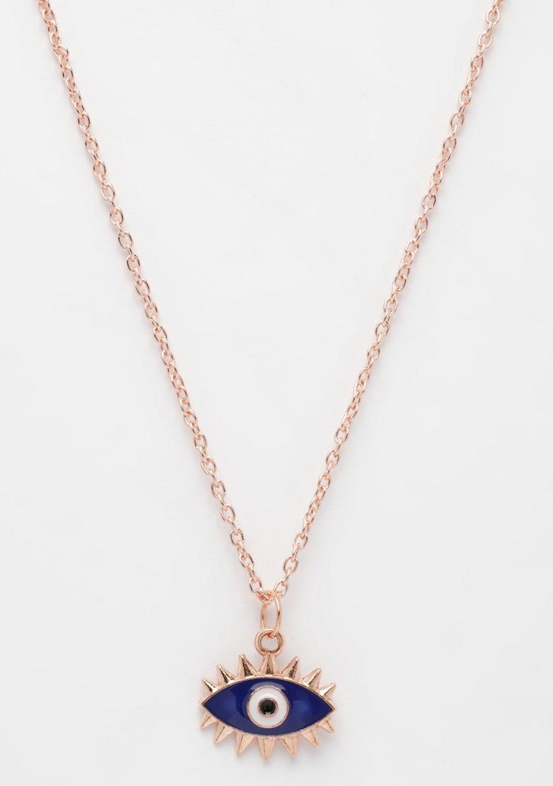 Gold Rose Gold Plated Chain With Evil Eye Pendant