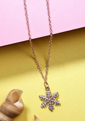 Gold Rose Gold Plated Chain With Snowflake Pendant
