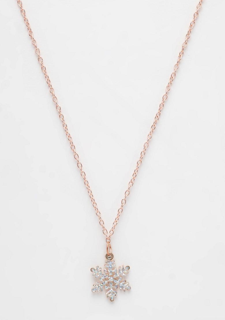 Gold Rose Gold Plated Chain With Snowflake Pendant