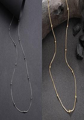 Multi Set Of 2 Silver & Gold Rhodium Plated Minimal Chain
