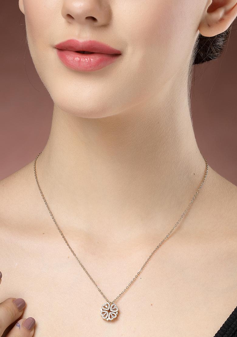 Gold Rose Gold Heart Shape American Diamond Metal Chain