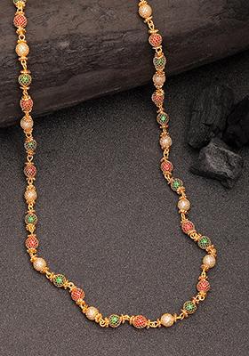 Multi Color Gold Plated Artificial Beads Chain