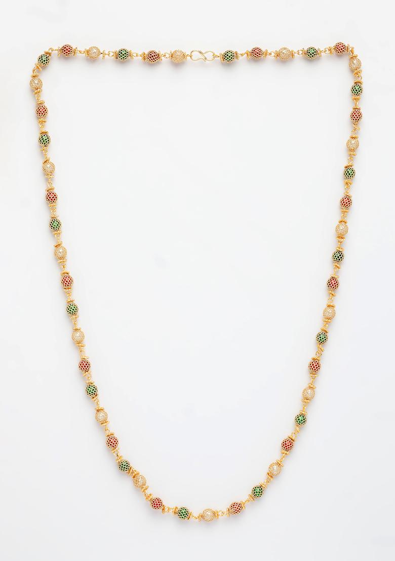 Multi Color Gold Plated Artificial Beads Chain