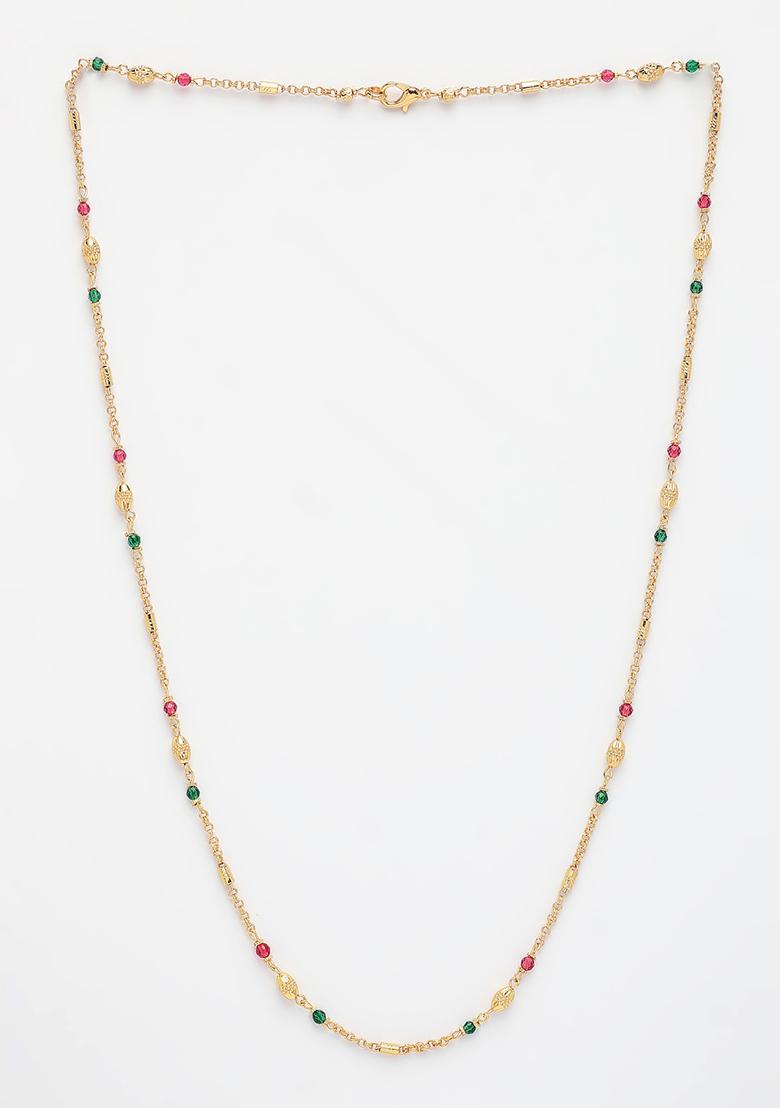 Gold Gold Plated Artificial Beads Minimal Chain
