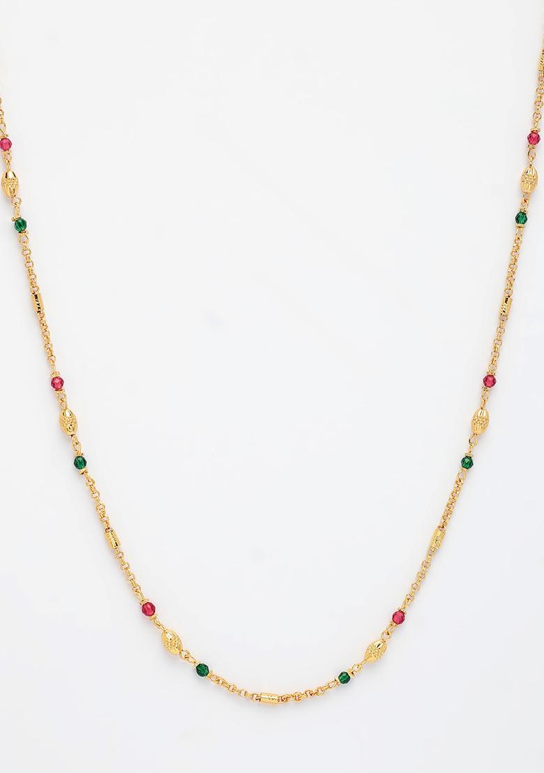 Gold Gold Plated Artificial Beads Minimal Chain