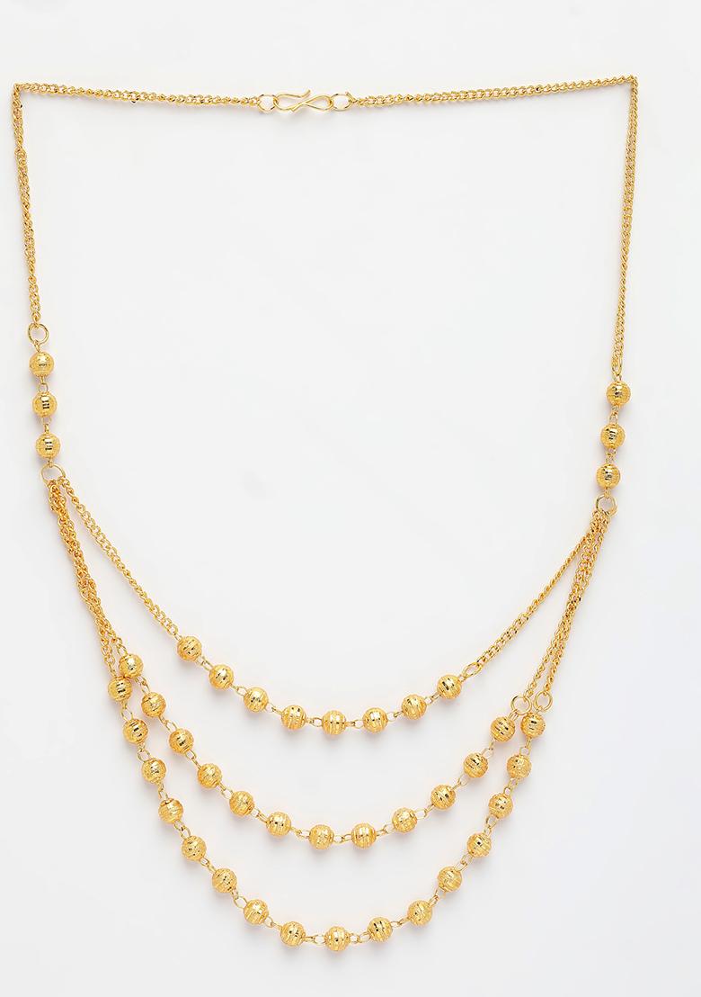 Gold Gold Plated Artificial Beads Layered Chain