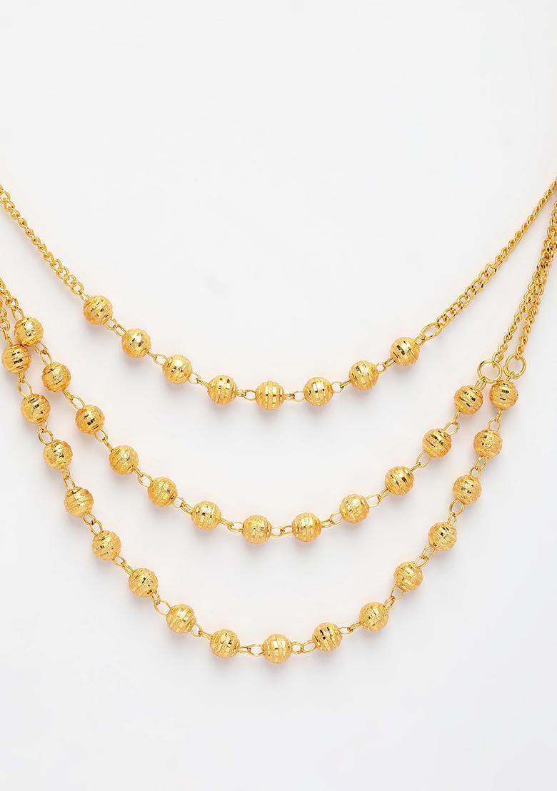 Gold Gold Plated Artificial Beads Layered Chain