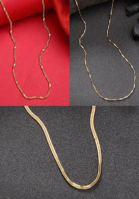 Gold Set Of 3 Gold Plated Minimal Chain