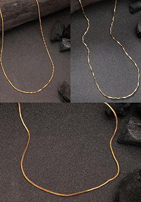 Gold Set Of 3 Gold Plated Minimal Chain