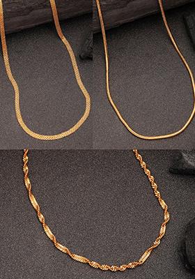 Gold Set Of 3 Gold Plated Minimal Chain
