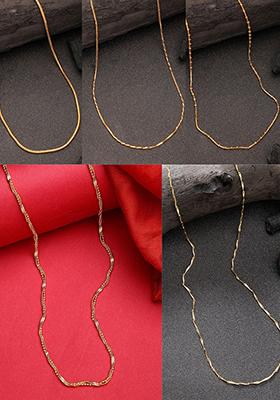 Gold Set Of 5 Gold Plated Minimal Chain