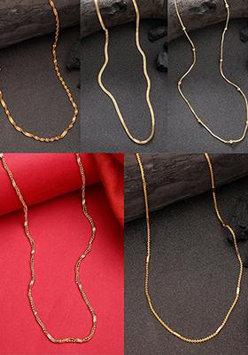 Gold Set Of 5 Gold Plated Minimal Chain