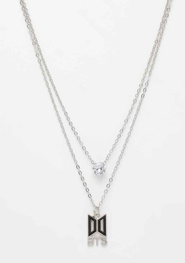 Silver Toned Artificial Stones Layered Chain