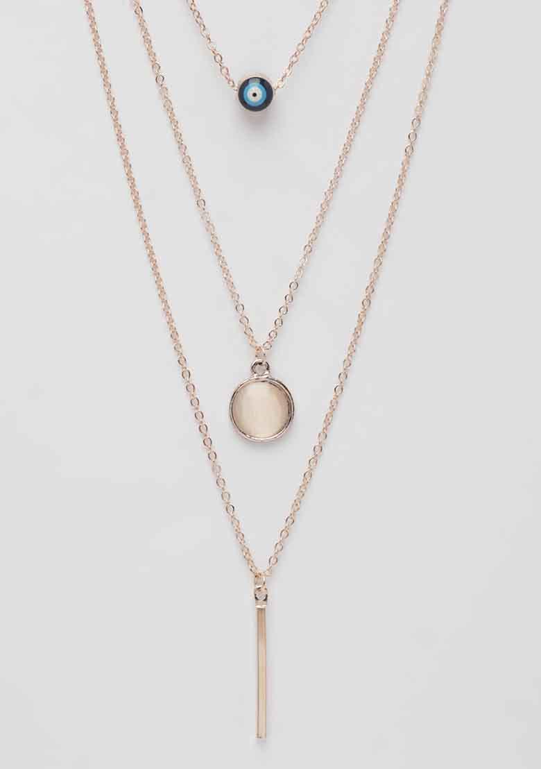 Gold Rose Gold Plated Evil Eye Layered Chain