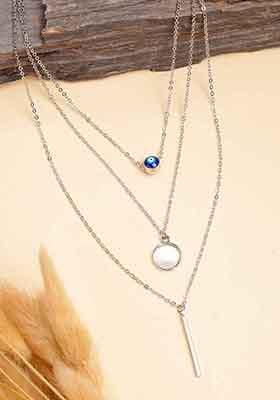 Silver Plated Evil Eye Layered Chain