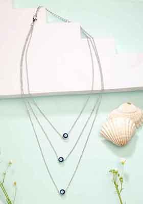 Silver Plated Evil Eye Layered Chain