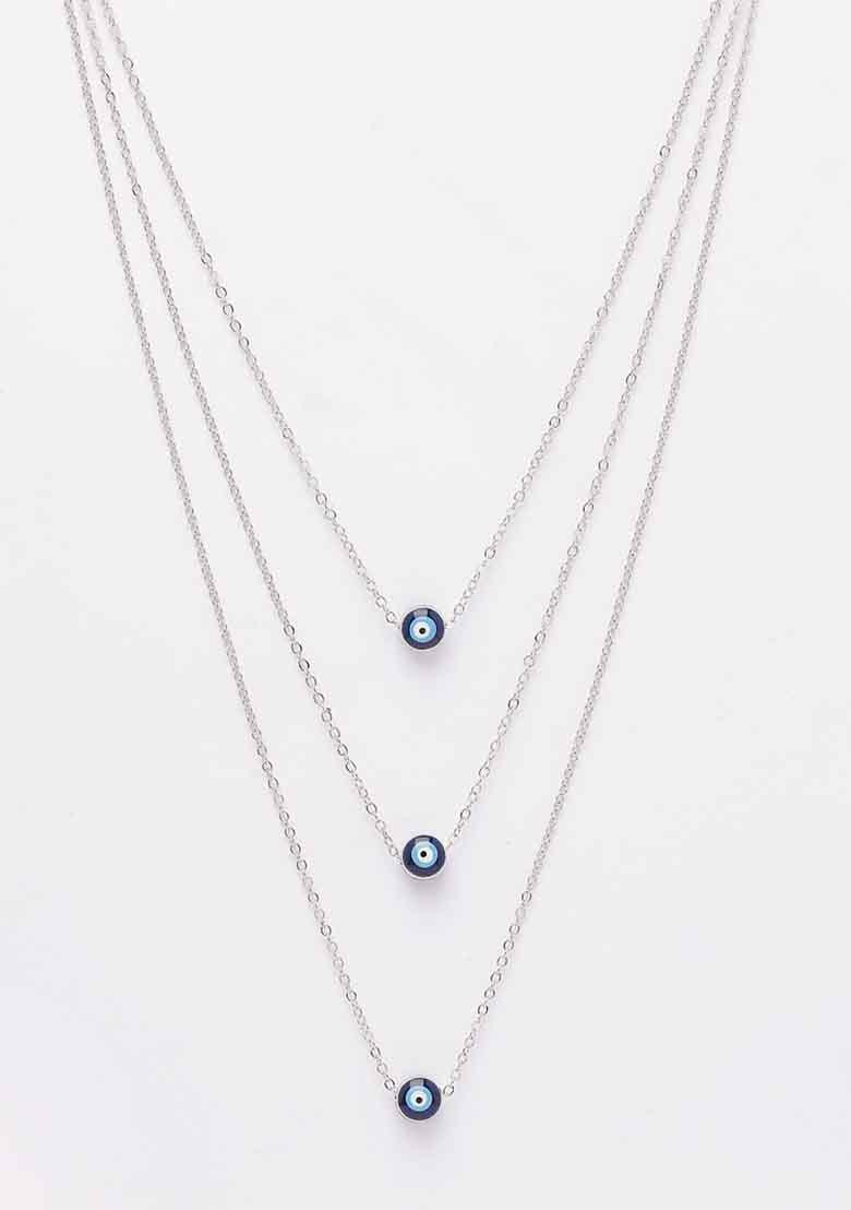 Silver Plated Evil Eye Layered Chain