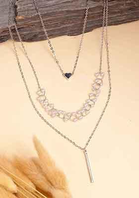 Silver Plated Beaded Layered Chain