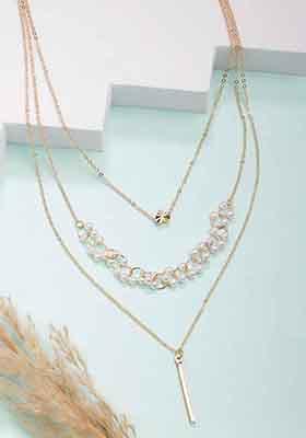 Gold Gold Plated Beaded Layered Chain