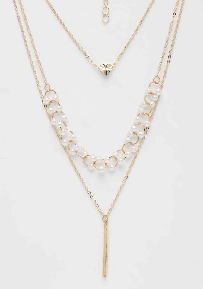 Gold Gold Plated Beaded Layered Chain