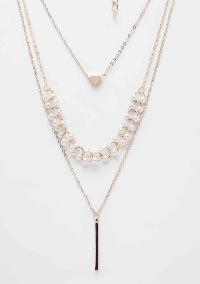 Gold Rose Gold Plated Beaded Layered Chain
