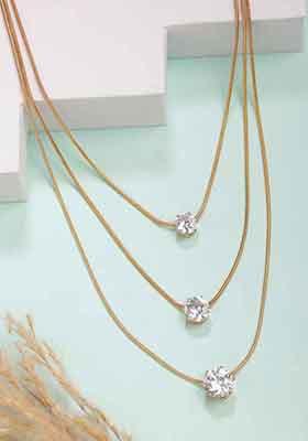 Gold Gold Plated Artificial Stones Layered Chain