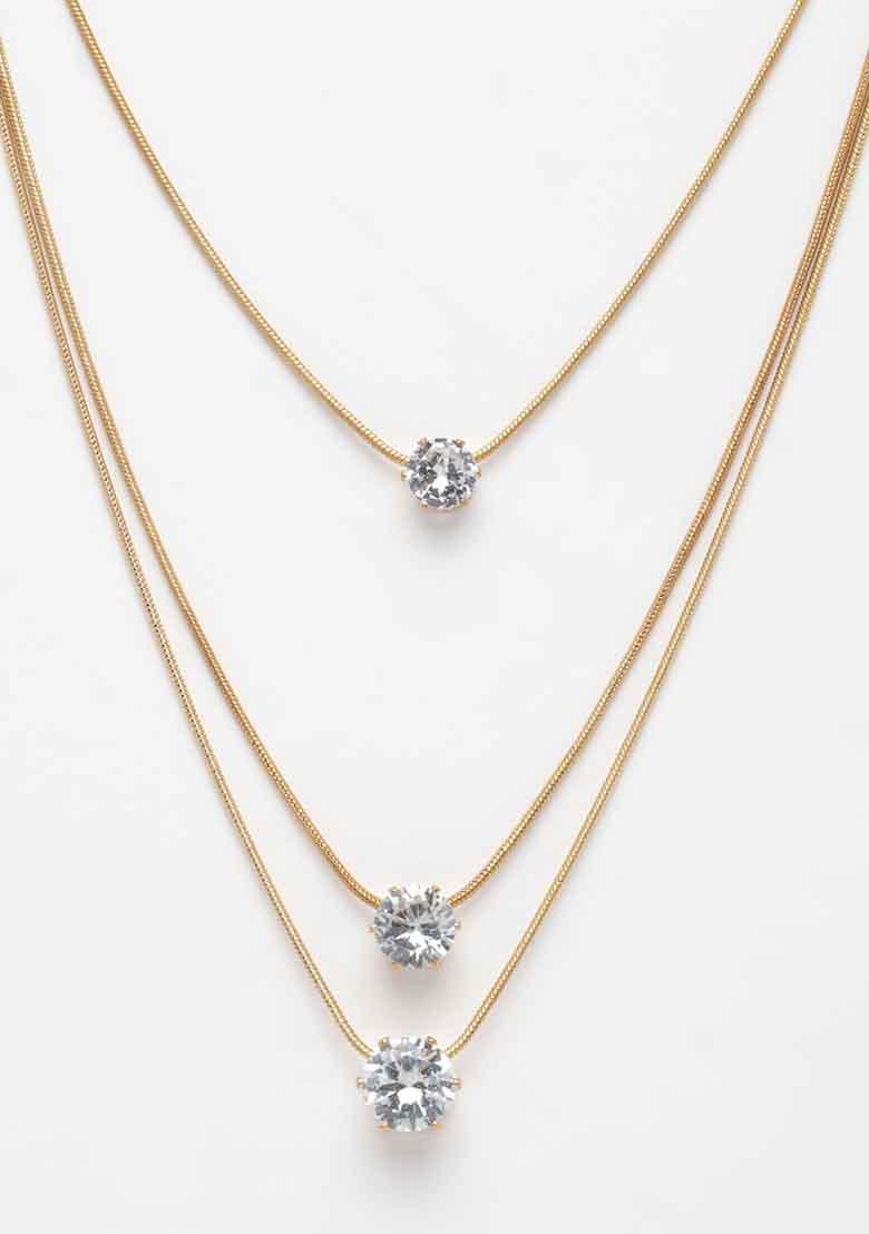 Gold Gold Plated Artificial Stones Layered Chain