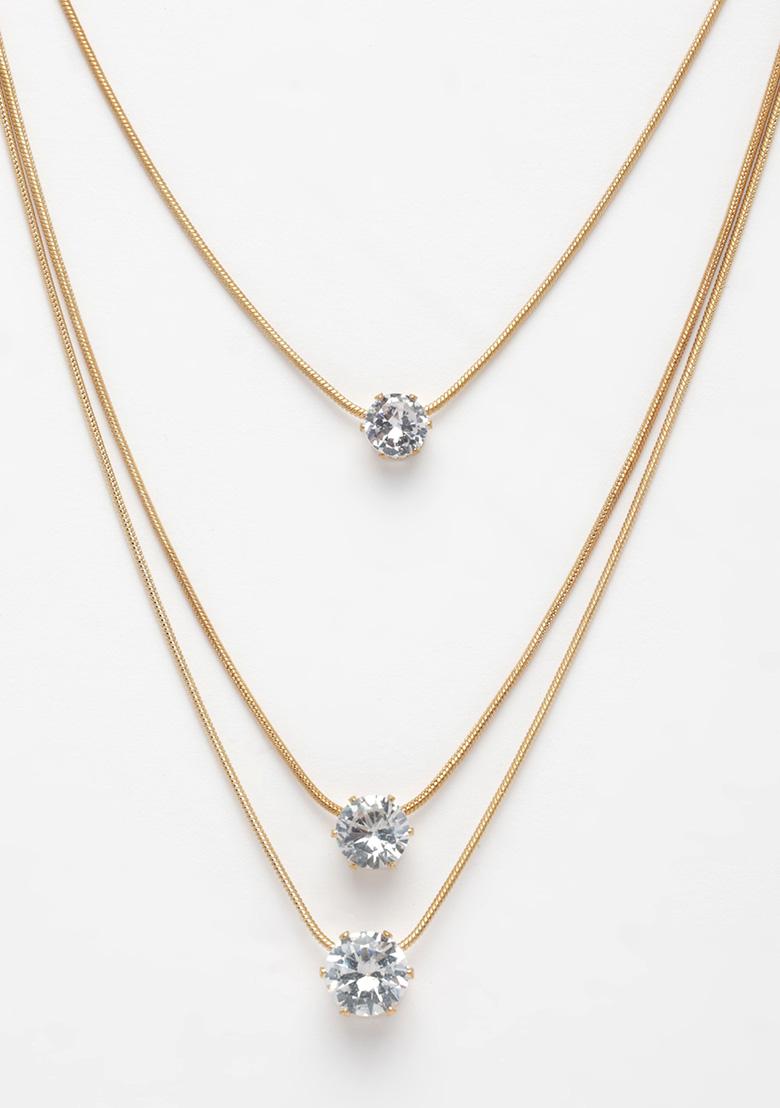 Gold Gold Plated Artificial Stones Layered Chain