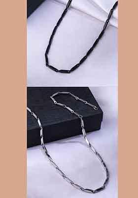 Black Stainlessteel Set Of 2 Bohemian Chain For Men