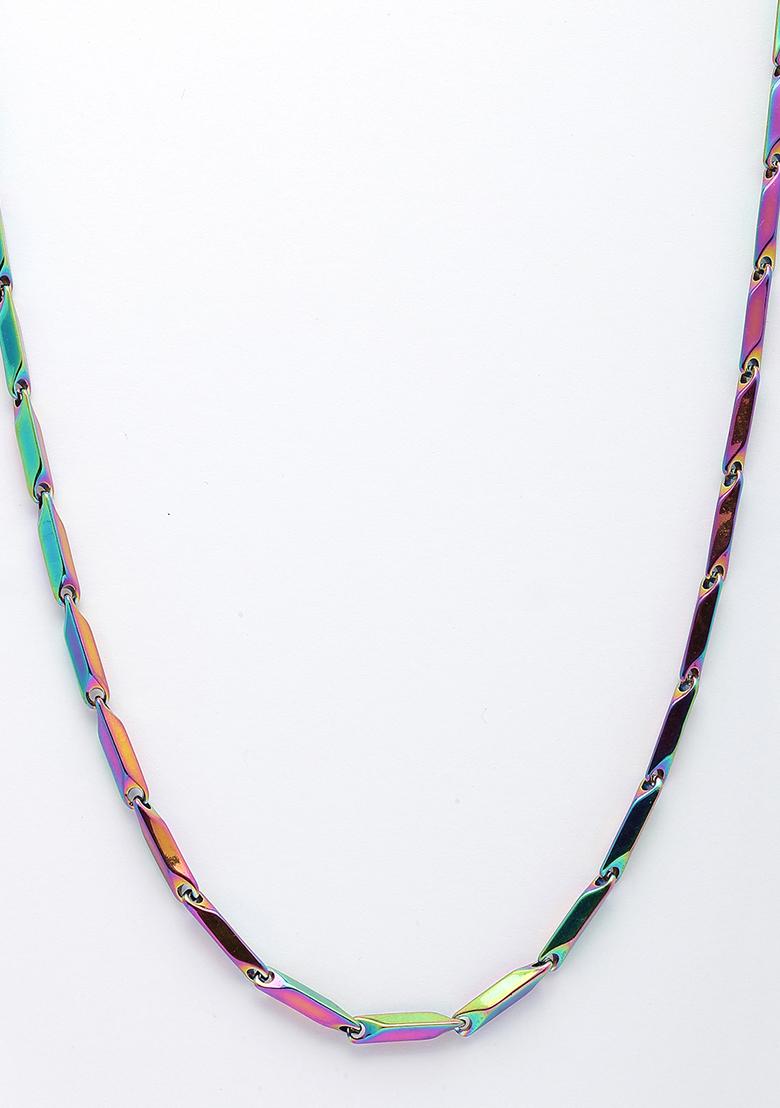 Multi color Rhodium Plated Stainlessteel Chain For Men