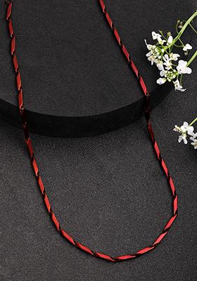 Maroon Rhodium Plated Stainlessteel Chain For Men