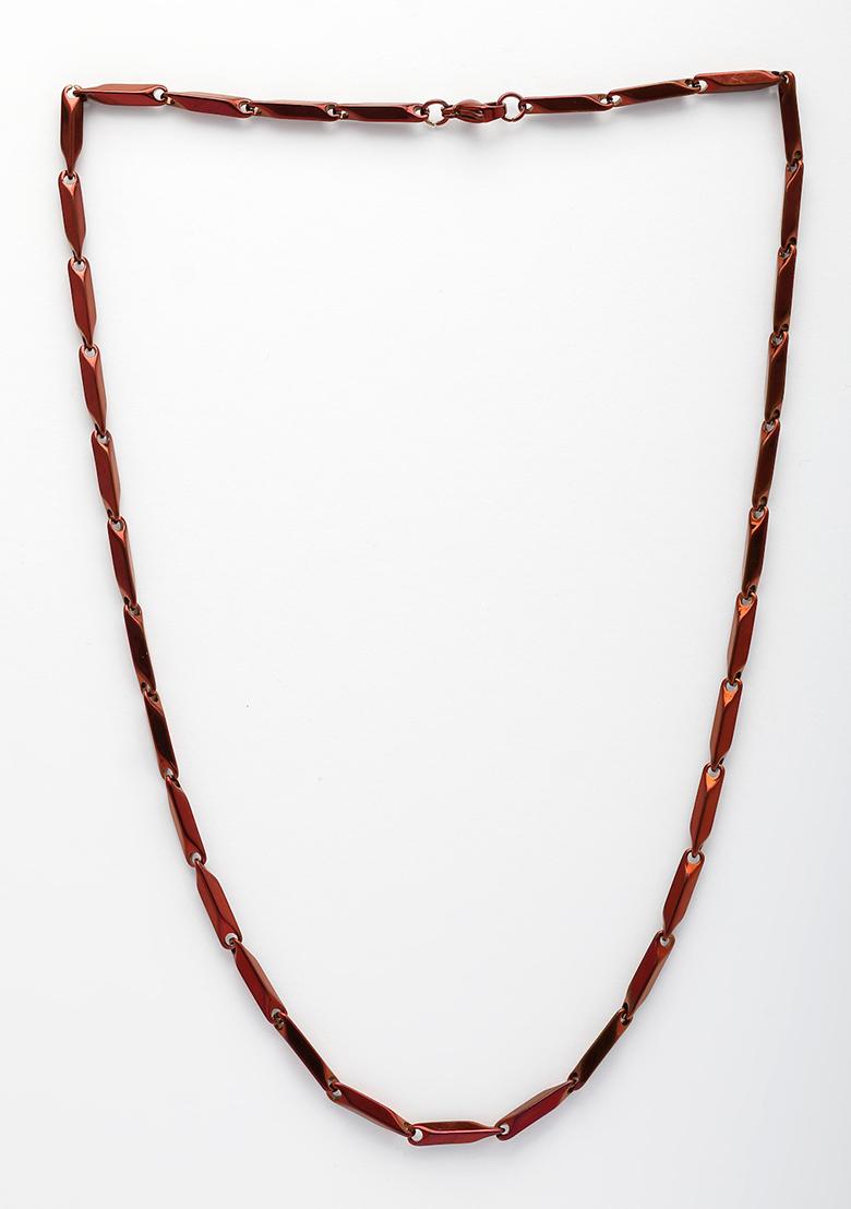 Maroon Rhodium Plated Stainlessteel Chain For Men