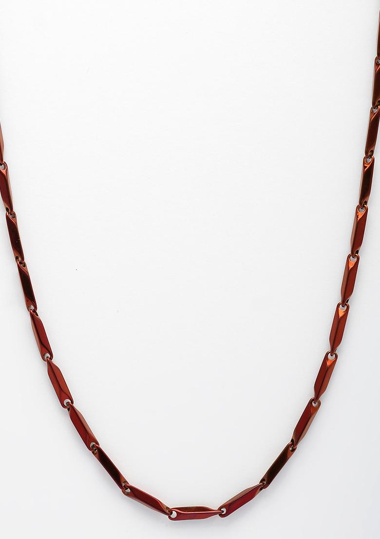 Maroon Rhodium Plated Stainlessteel Chain For Men