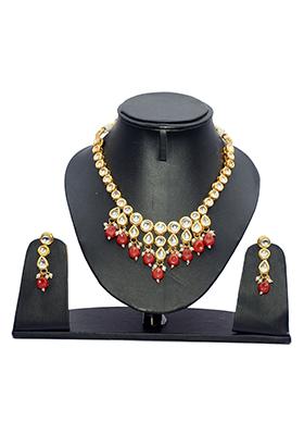 Red Kundan Work Necklace Set