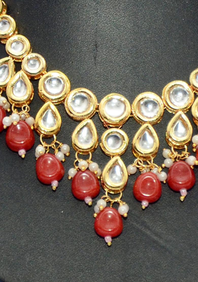 Red Kundan Work Necklace Set
